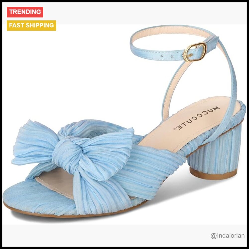 Bow Knot Heeled Sandals With Ankle Strap And Chunky Heel